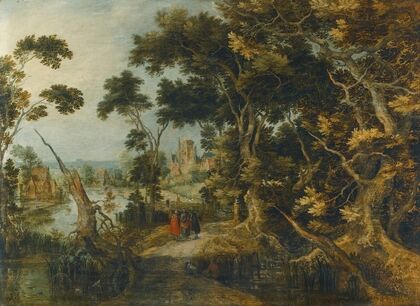 A Landscape With Christ And His Disciples On The Road To Emmaus