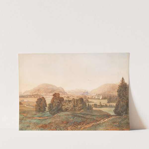 A landscape with church and Aigen castle seen from south east (1837) by Franz Barbarini