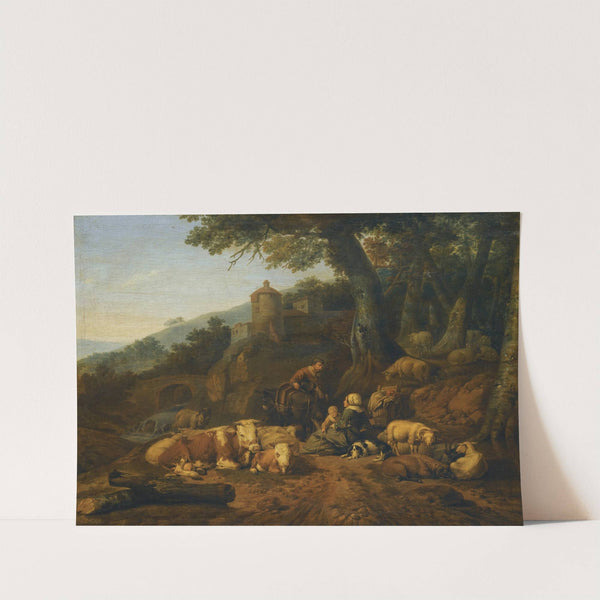A Landscape With Drovers And Their Flock At Rest (1658) by Johann Heinrich Roos