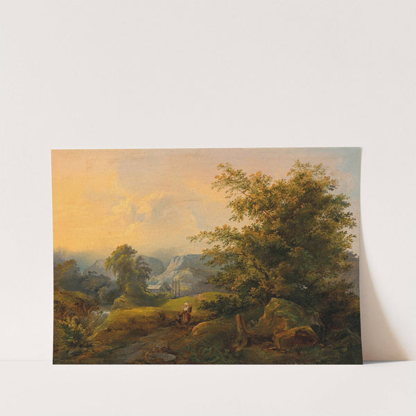 A Landscape with Figural Staffage by Julius Theodor Gruss