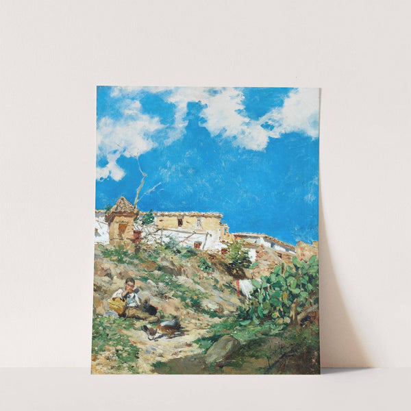 A landscape with figure in Sagunto, Valencia by Joaquín Sorolla