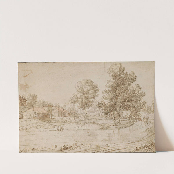 A Landscape with Houses on the Bank of a River by Pauwels van Hillegaert