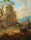 A landscape with ruins and resting figures