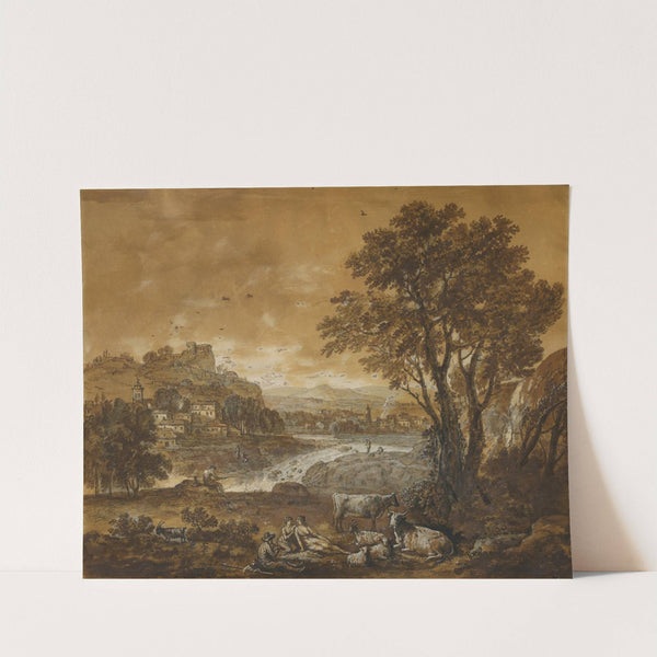 A Landscape with Shepherds Resting Under a Tree by a Cascade (mid-1700s) by Francesco Zuccarelli