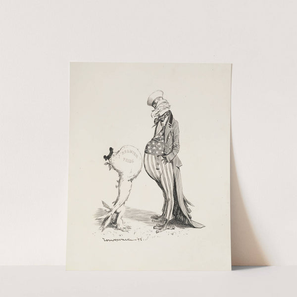 A large, fat American eagle looks down at a smaller bird puffed up with ‘Spanish Pride’ (1898) by William Henry Walker