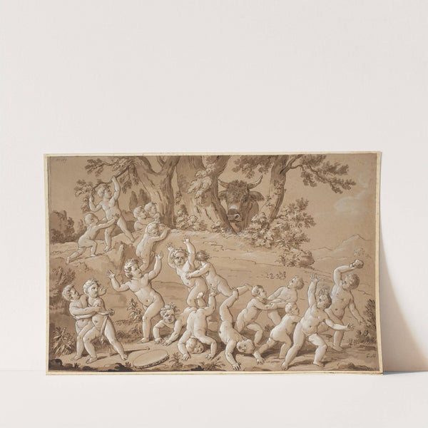 A Large Group of Putti Plunged into Terror by the Arrival of a Bull by Conrad Martin Metz
