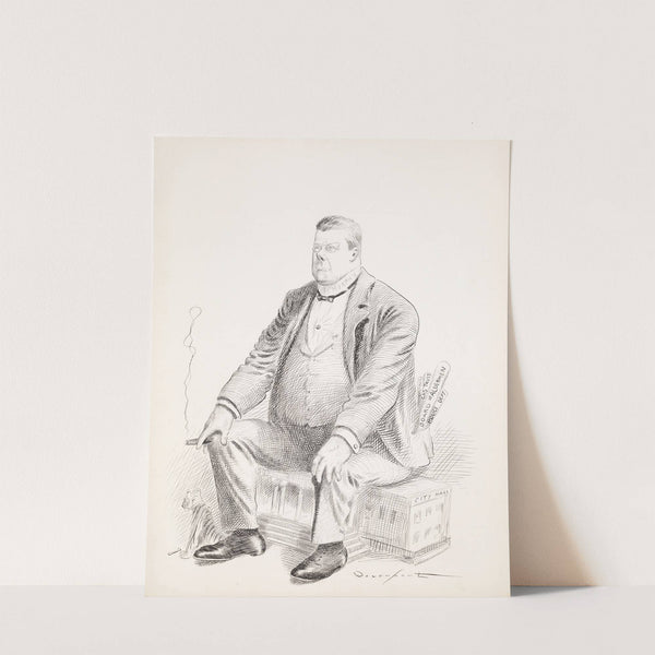 A large man, Murphy, sits on City Hall by Homer Davenport