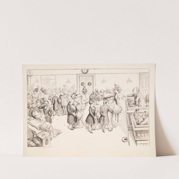 A line of people wait to be married in a courtroom (1905) by William Henry Walker