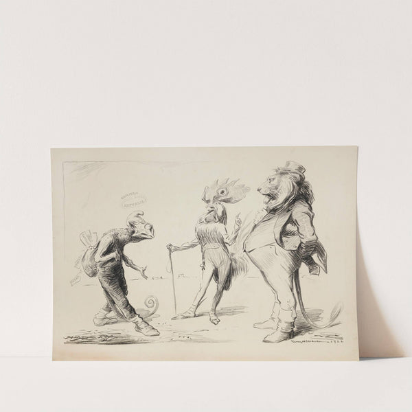 A lion (England) and a rooster (France) confront a chameleon representing the German Republic (1921) by William Henry Walker