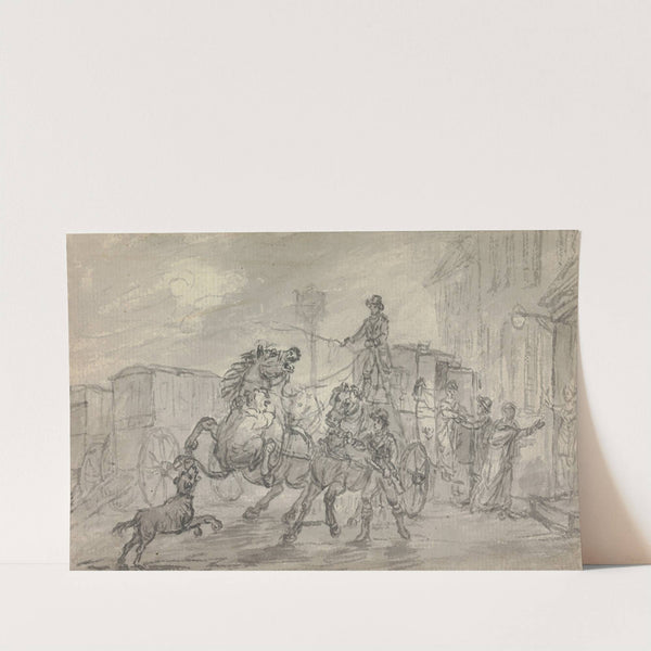 A Lioness Attacking the Off-Leader of the Exeter Mail Coach Outside the Pheasant Inn, Winterslow, on the Night of 20 October 1816 by Julius Caesar Ibbetson