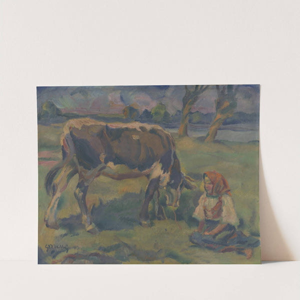 A Little Girl with a Cow (1937) by Gustáv Mallý