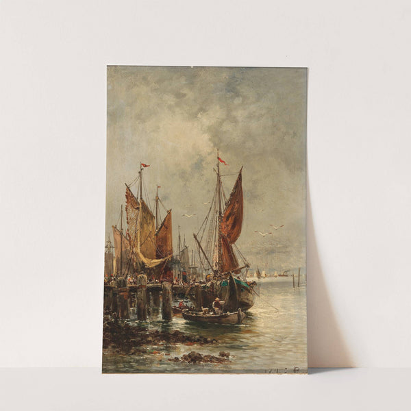 A Lively Scene in the Harbour by Adolf Kaufmann