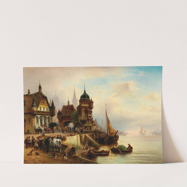 A lively scene in the harbour by Wilhelm Alexander Meyerheim