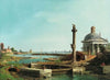 A Lock, a Column, and a Church beside a Lagoon