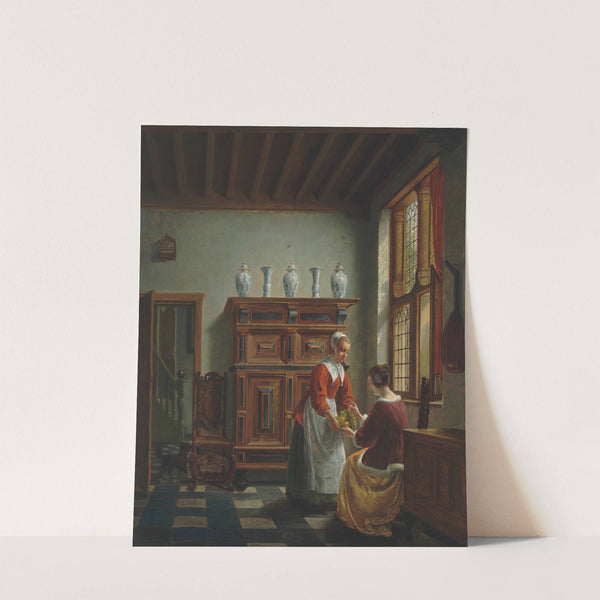 A maid serving fruit by Hubertus van Hove
