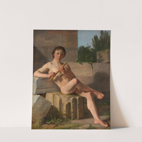 A Male Model Playing Flute (from 1826 until 1827) by Constantin Hansen