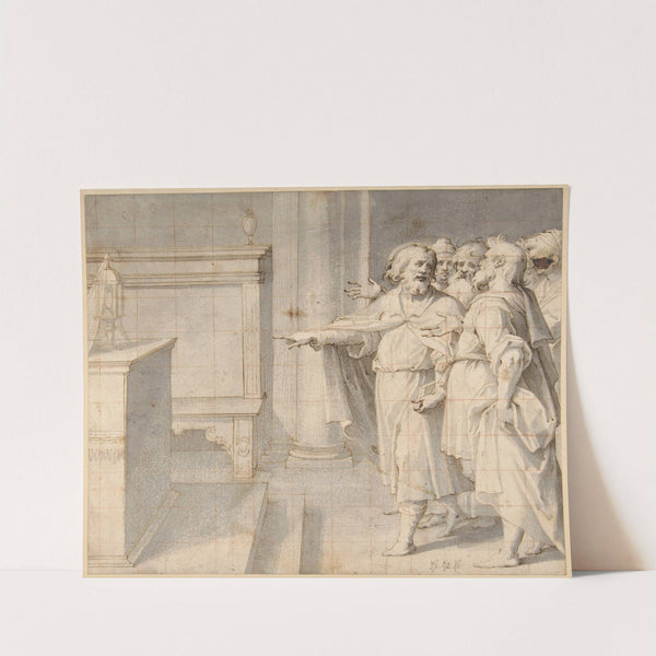 A Male Saint Followed by a Group of Men, Pointing to a Monstrance on an Altar by Giovanni Battista Trotti