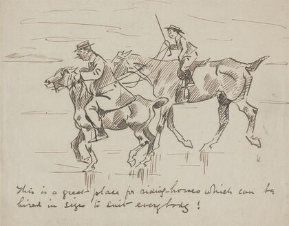 A Man and a Boy Riding on a Beach