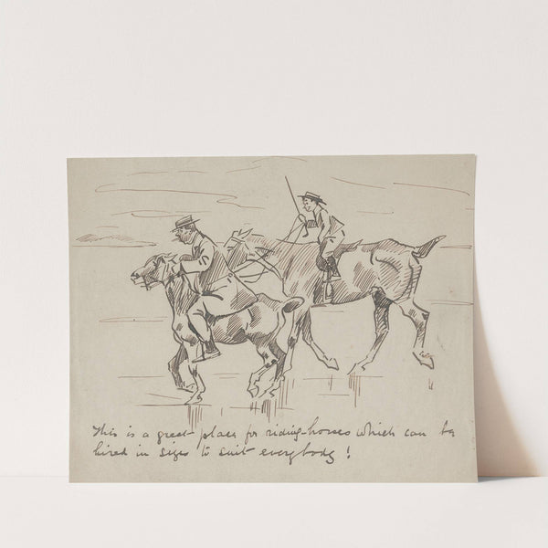 A Man and a Boy Riding on a Beach by Philip William May