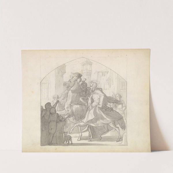 A Man and a Monkey Riding on Horseback (ca. 1849) by Frederic Leighton