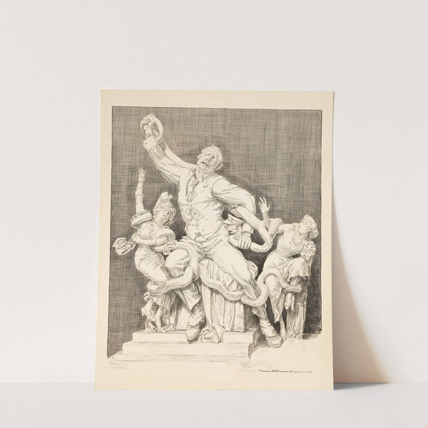 A man and two women are attacked by snakes with the heads of men. (1907) by William Henry Walker