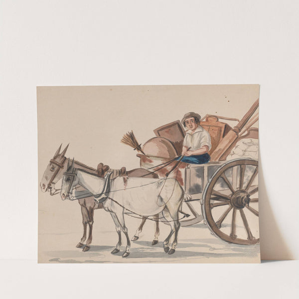 A man driving a cart pulled by mules by Francisco Fierro