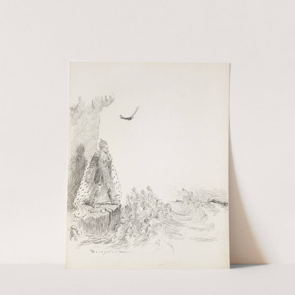 A man in a robe with military metals stands on the edge of the water by Homer Davenport