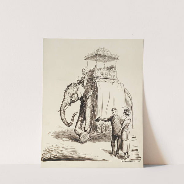 A man in a suit, representing politicians, invites a woman representing the woman’s vote to take a ride (1920) by William Henry Walker