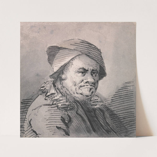 A Man in Eccentric Head Gear and Collar by Francis Le Piper