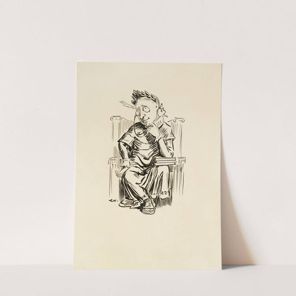 A man in Roman robes and wearing a wreath sits and thinks. (1910) by William Henry Walker