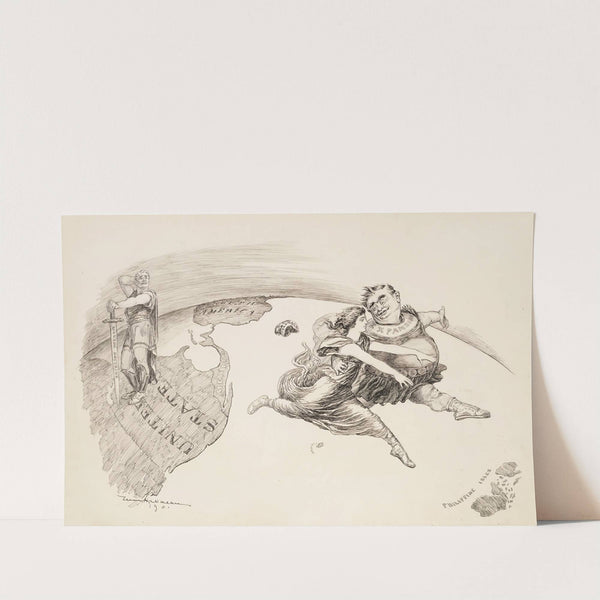 A man in the United States, with a sword representing the Monroe Doctrine, turns his back on South America (1901) by William Henry Walker