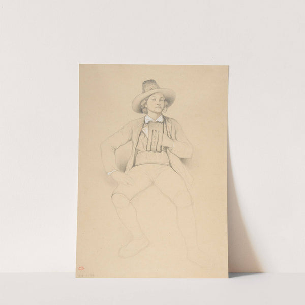 A Man in Tyrolean Costume, Seated, Smoking a Pipe by Théodore Valerio
