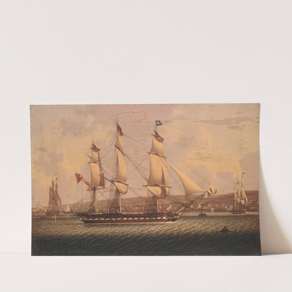 A Man-Of-War Of The Red Squadron, Departing The 'tail Of The Bank' Anchorage On The Clyde by Robert Salmon