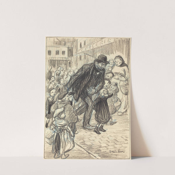 A Man on a City Street, Surrounded by Children (Un Père) by Théophile Alexandre Steinlen