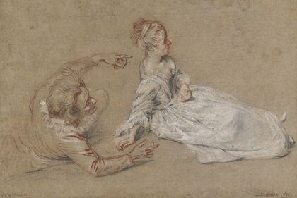 A Man Reclining and a Woman Seated on the Ground