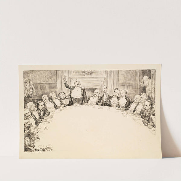 A man representing the Trusts speaks at a fancy dinner for numerous wealthy Americans (1906) by William Henry Walker