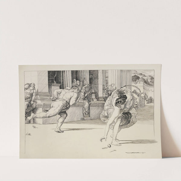 A man, representing Trusts, and Columbia race before a government building (1901) by William Henry Walker