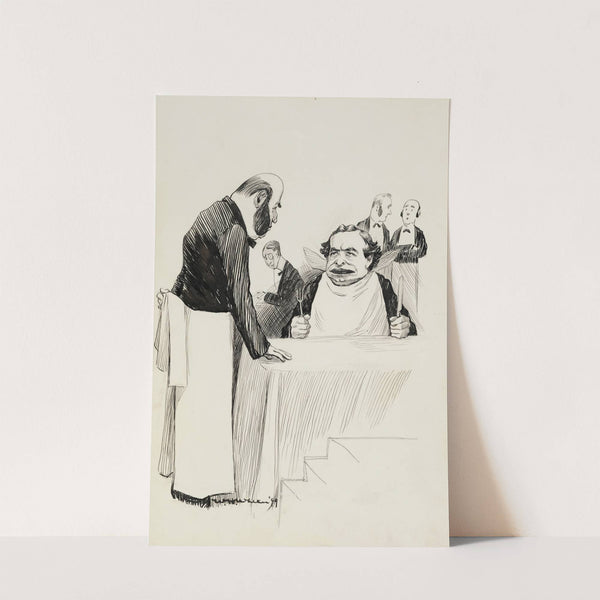 A man sits at a table in a fancy restaurant (1899) by William Henry Walker