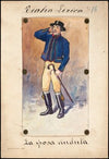 A man stands in three-quarter profile holding a cane