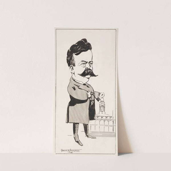 A man with a key in one hand and his fist on a capitol building. (1899) by Frank Arthur Nankivell