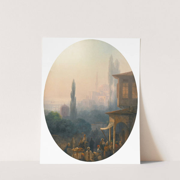 A Market Scene In Constantinople, With The Hagia Sophia Beyond by Ivan Konstantinovich Aivazovsky