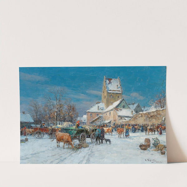 A Market Scene in Winter by Karl Stuhlmüller
