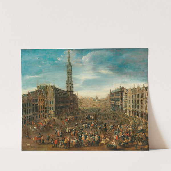 A market scene on the Grand Place in Brussels by Flemish School