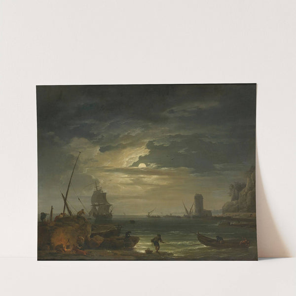 A Mediterranean Inlet By Moonlight (1748) by Claude-Joseph Vernet