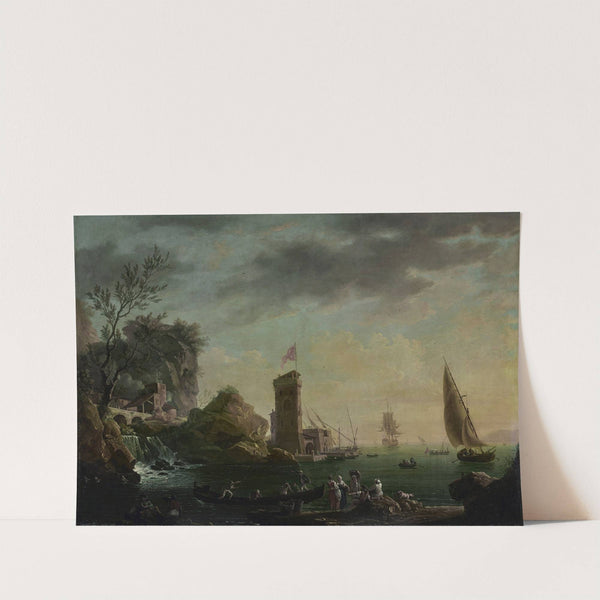 A Mediterranean seaport with fisherfolk in the foreground by Thomas Patch