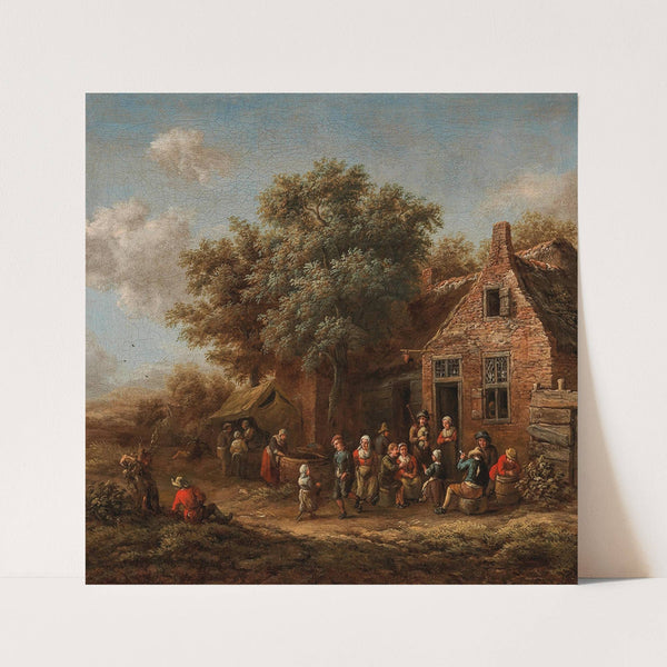 A merry company in front of a village inn by Barent Gael