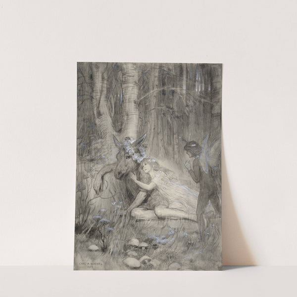 A midsummer night’s dream, III, 2, at the Adelphi, Puck; ‘My mistress with a monster is in love’ (1905) by Charles A. Buchel