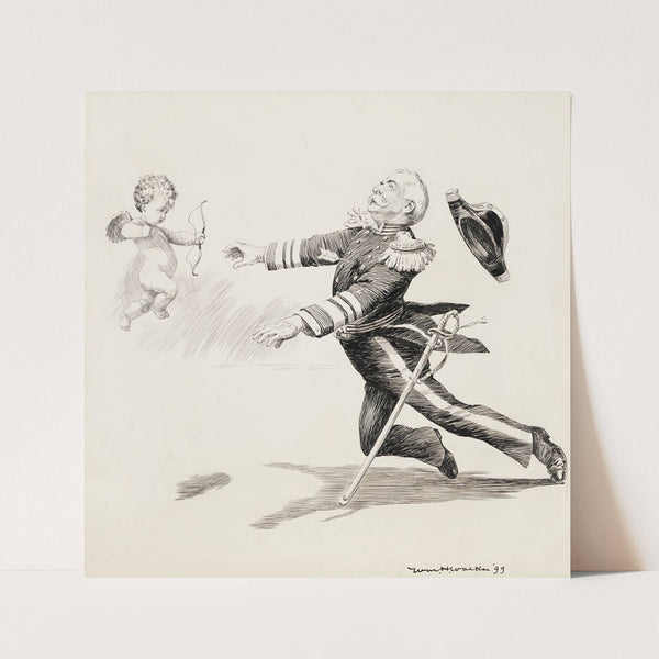 A military leader is shot by the bow of a small cherub. (1899) by William Henry Walker
