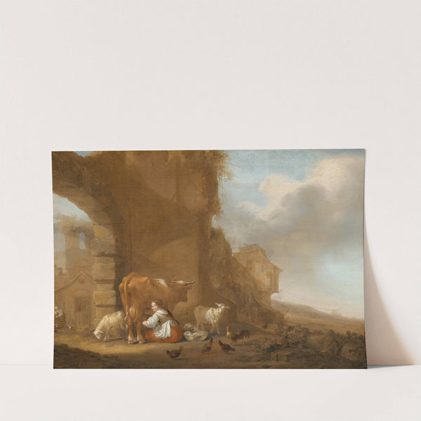 A milkmaid amongst ruins by Nicolaes Pietersz. Berchem