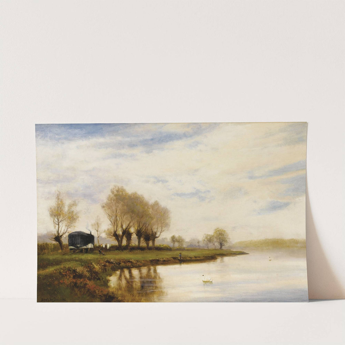 ‘A Misty Morning’, The Tow Path at Shepperton by Alfred de Bréanski